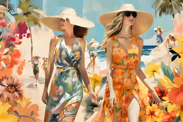 海の旅 夏の休み アート 紙のコラージュデザイン