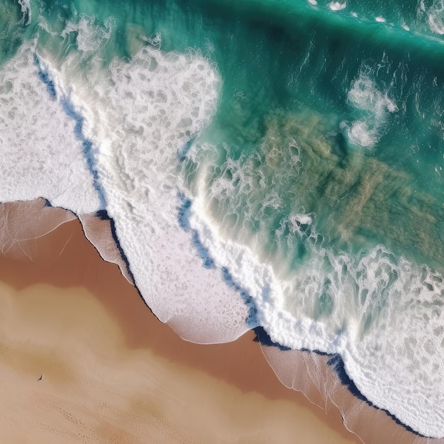 Sea tropical beach and sea waves captured by drone