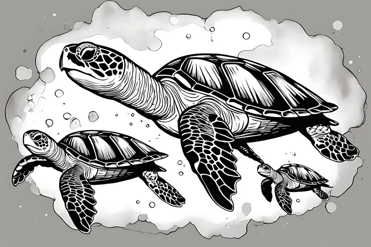Premium AI Image | Sea turtle Coloring page Printable qualityBlack and