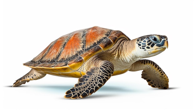 Sea Turtle in Front View Isolation