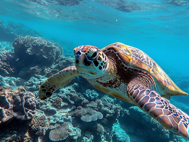 Sea turtle on reef