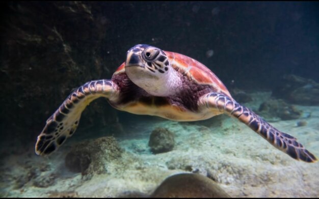 Sea turtle swimming in calm water