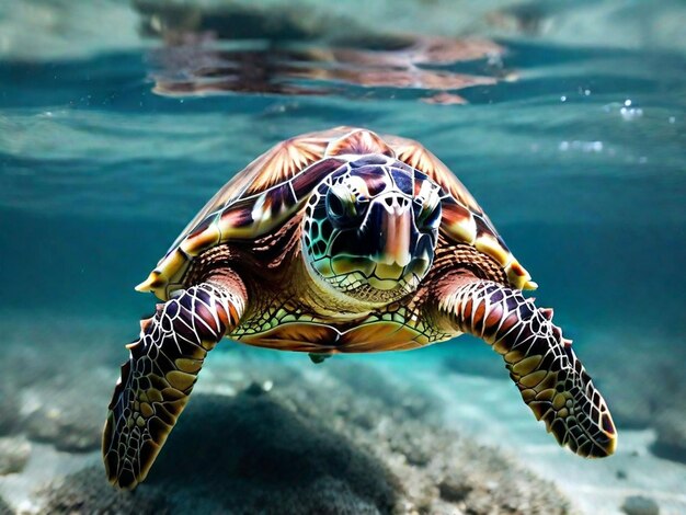 A sea turtle swimming in the ocean