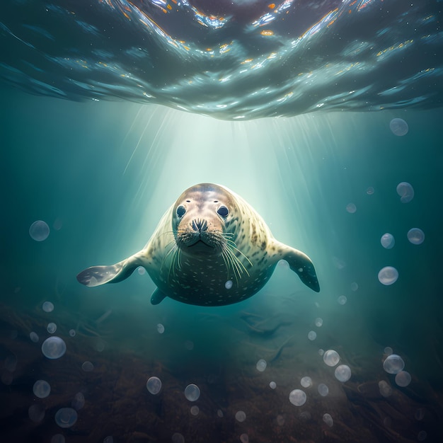 Photo sea turtle swimming in water green sea turtle sea turtle swimming