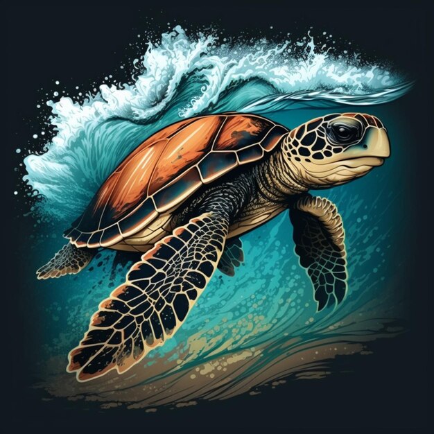 Photo sea turtle on the water hawaii