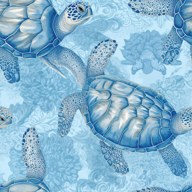 Photo sea turtles pattern seamless