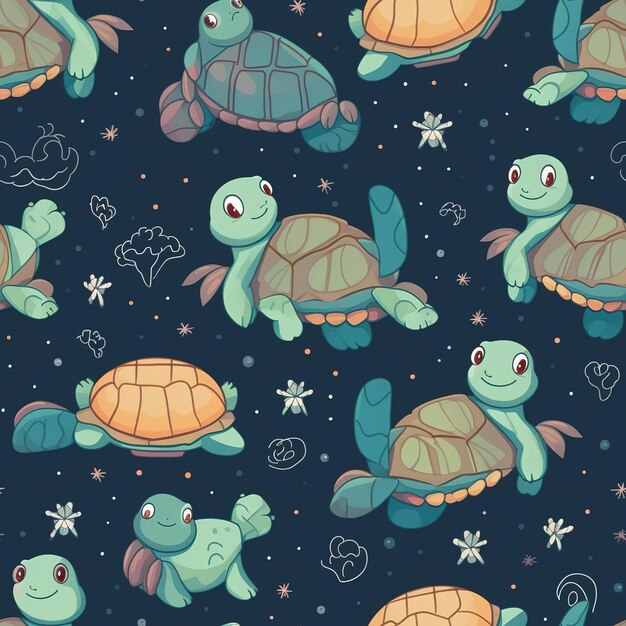 Sea turtles pattern seamless