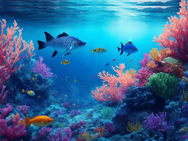 Under the sea underwater world Generative AI Illustration