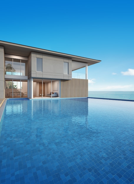 Sea view house with pool in modern design.