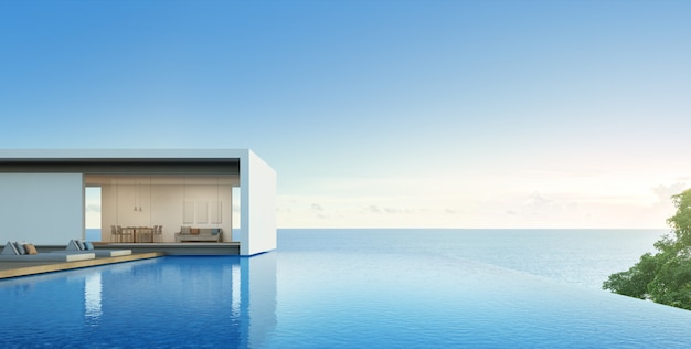 Sea view house with pool in modern design.