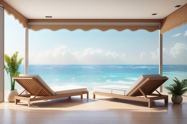 Sea view with beach lounge