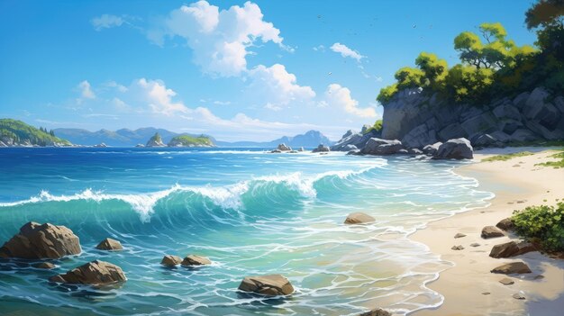 Sea water environment sunny landscape