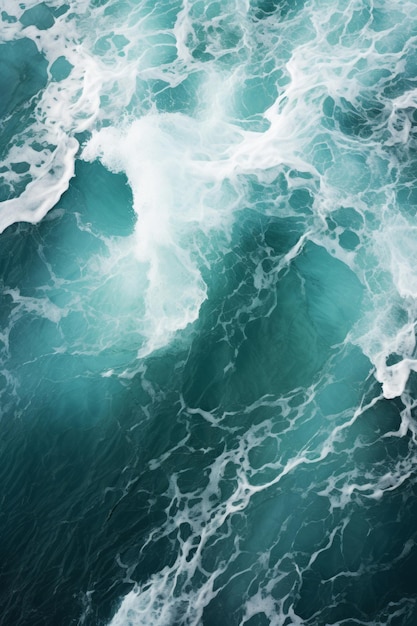 Sea water with foam Image from above