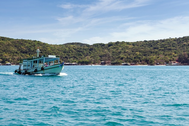 Sea wave foam and white sand beach on Koh Samet