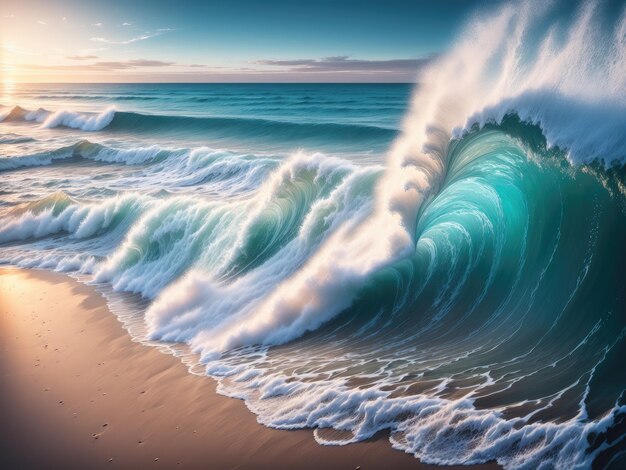 Foto onda del mare sulla spiaggia sabbiosa concetto di viaggio