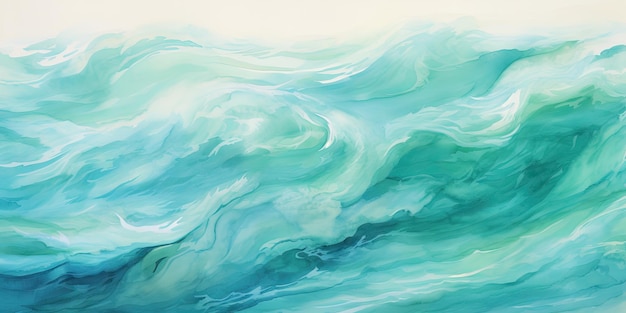 Sea Wave Watercolor Background Aquarelle Tsunami Pattern Watercolor Surfing Banner Ocean Ripple Watercolour Drawing Sea Wave Texture Generative AI Illustration