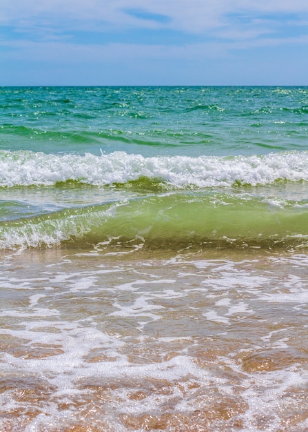 海の波。海岸。海の波