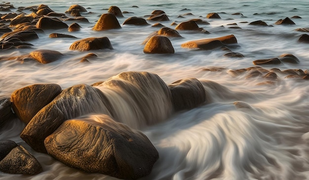 Sea waves crashing at the beach