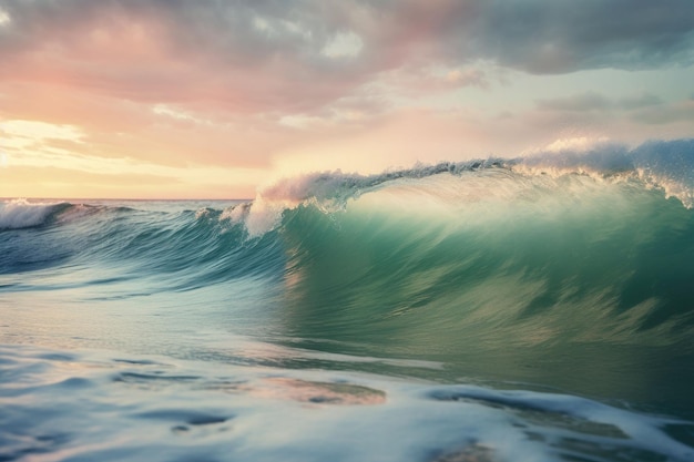 Фото Морские волны на пляже утром красивый морской пейзаж в пастельных тонах generative ai