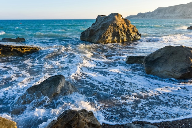 Sea waves and rocky beach