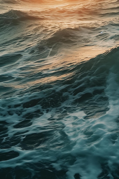 海の波と太陽