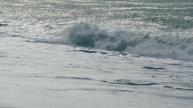 Sea waves with foam near shore sea ocean beautiful waves raw natural wonders slow motion