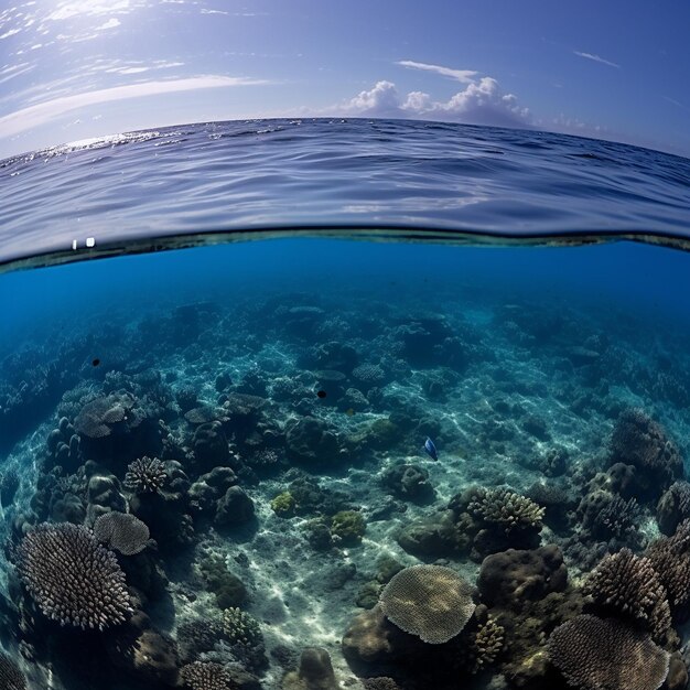 Photo sea with coral reaf