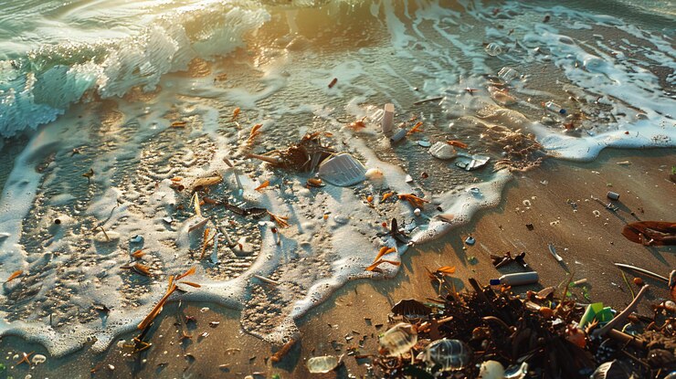 Photo sea with trash