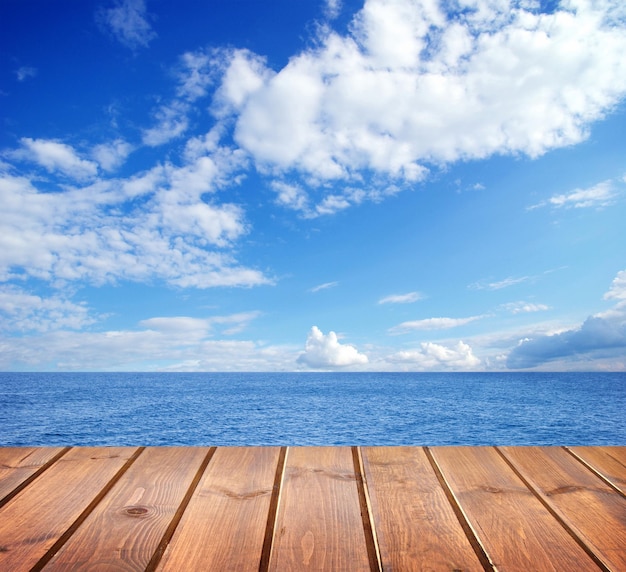 Sea and wooden platform