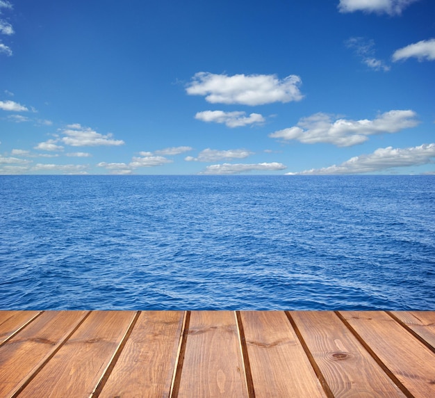 Sea and wooden platform