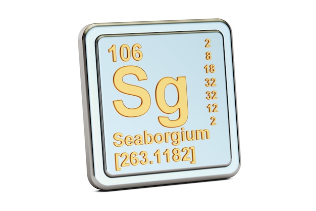 Seaborgium Sg химический элемент знак 3D рендеринг