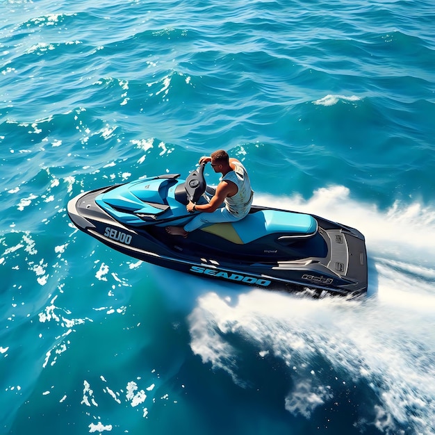 SeaDoo Jet Ski on Different Angles Ocean Water Premium AIgenerated image