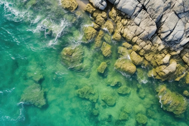 Seafoam texture on coastline rocks