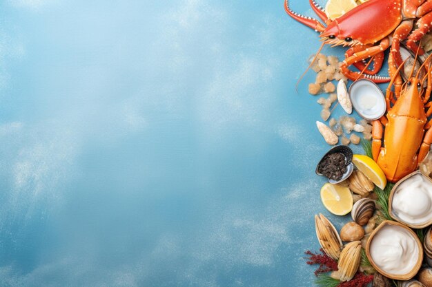 Foto fondo di frutti di mare con spazio per il testo