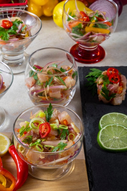 Seafood ceviche, typical dish from Peru.