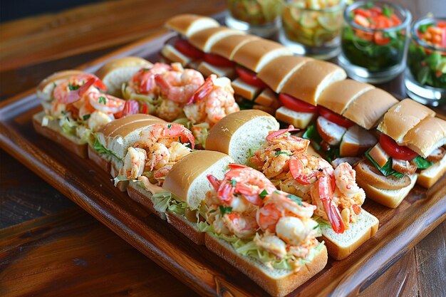 Seafood Feast Kreeft Roll Garnalen Scampi en Krab Cake Sliders