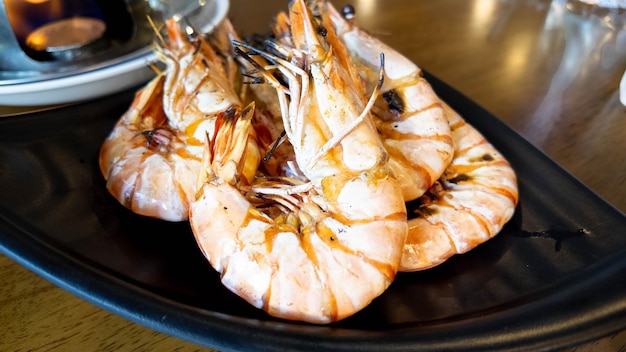 Photo seafood meal prawn grilled river dinner shimp lunch delicious restaurant cooked fresh healthy gourme