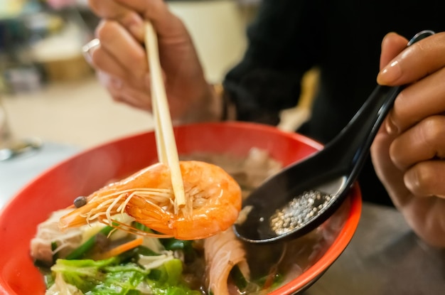 Seafood noodles with shrimp