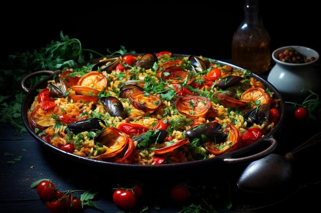 Seafood Paella on Traditional Pan