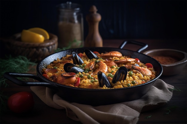 Seafood paella