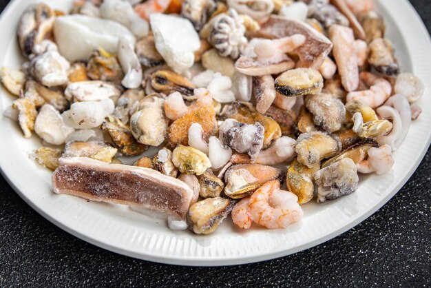 seafood salad frozen food mussels rapan octopus scallop squid healthy meal food snack