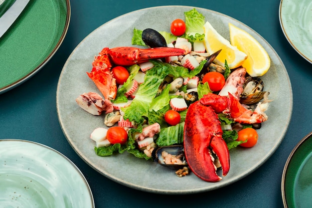 Seafood salad on a plate