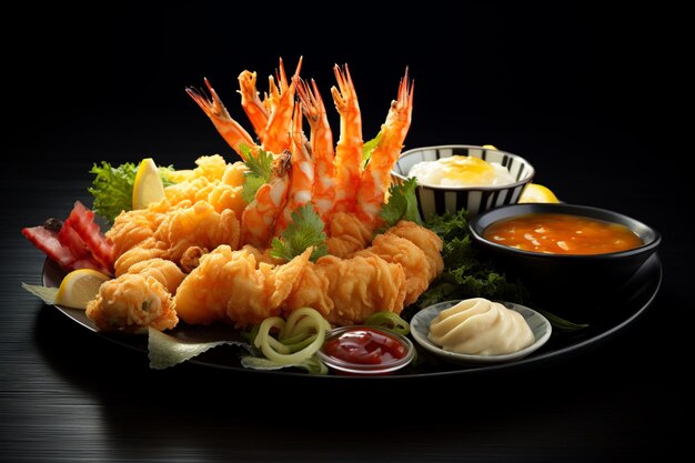 Premium AI Image | Seafood_Sensation_Tempura_Delights