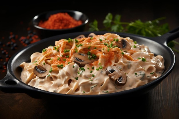 Seafood Stroganoff met eierennoedels