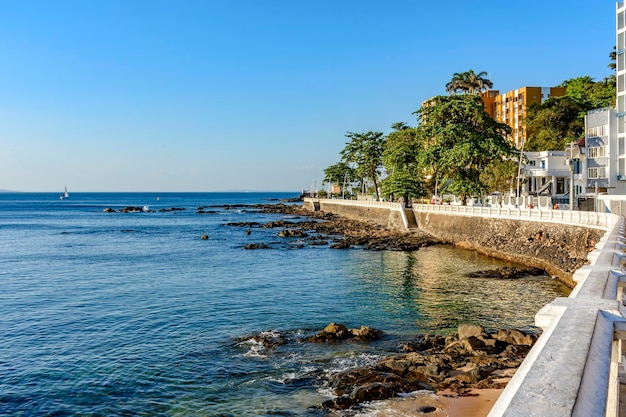 Seafront of the city of Salvador in Bahia in the Porto da Barra neighborhood