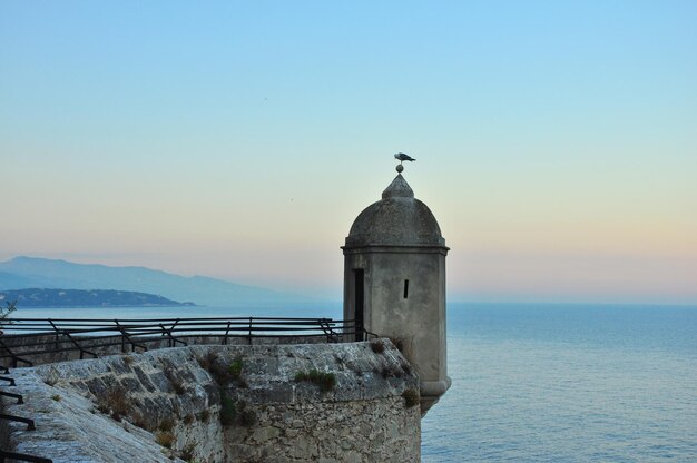 Foto il gabbiano sul mare contro il cielo