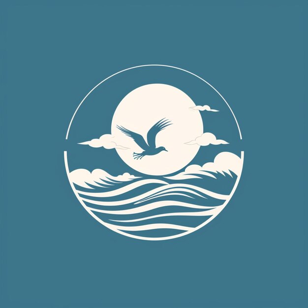 写真 背景のミニマリストのカモメのロゴ