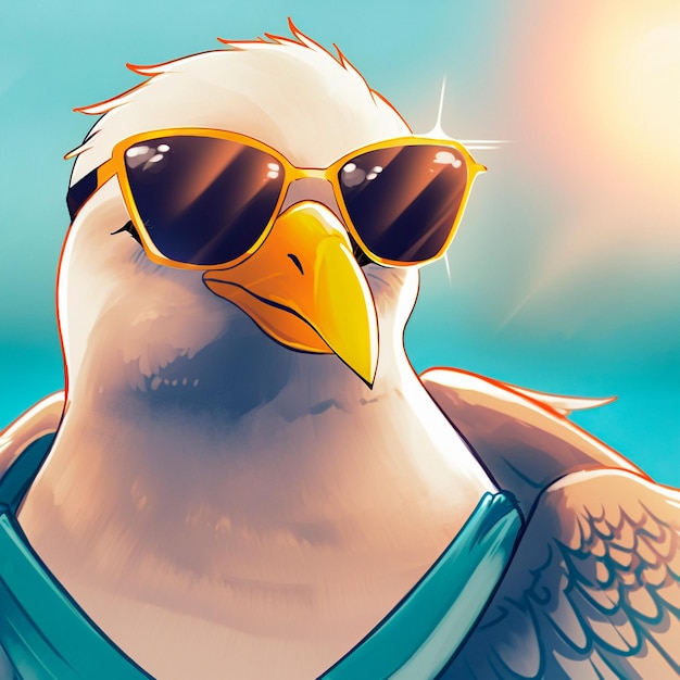 Seagull in sunglasses