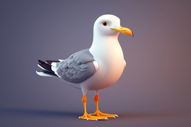 A seagull with yellow eyes and a black beak.