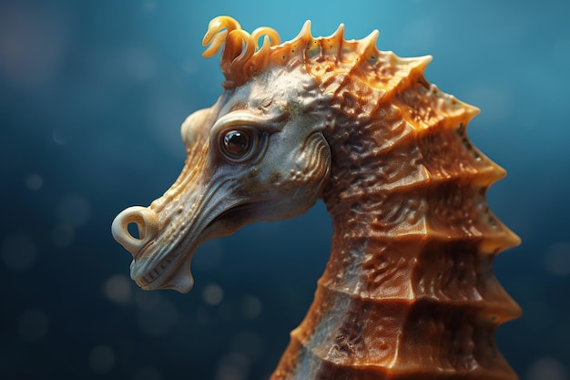 A seahorse closeup view